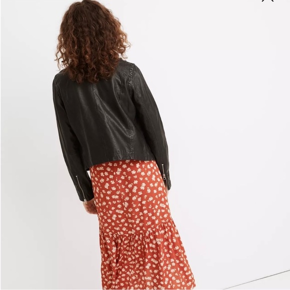 NWT Madewell Motorcycle Jacket in Washed Black Leather Brass Hardware Edition - Picture 4 of 9